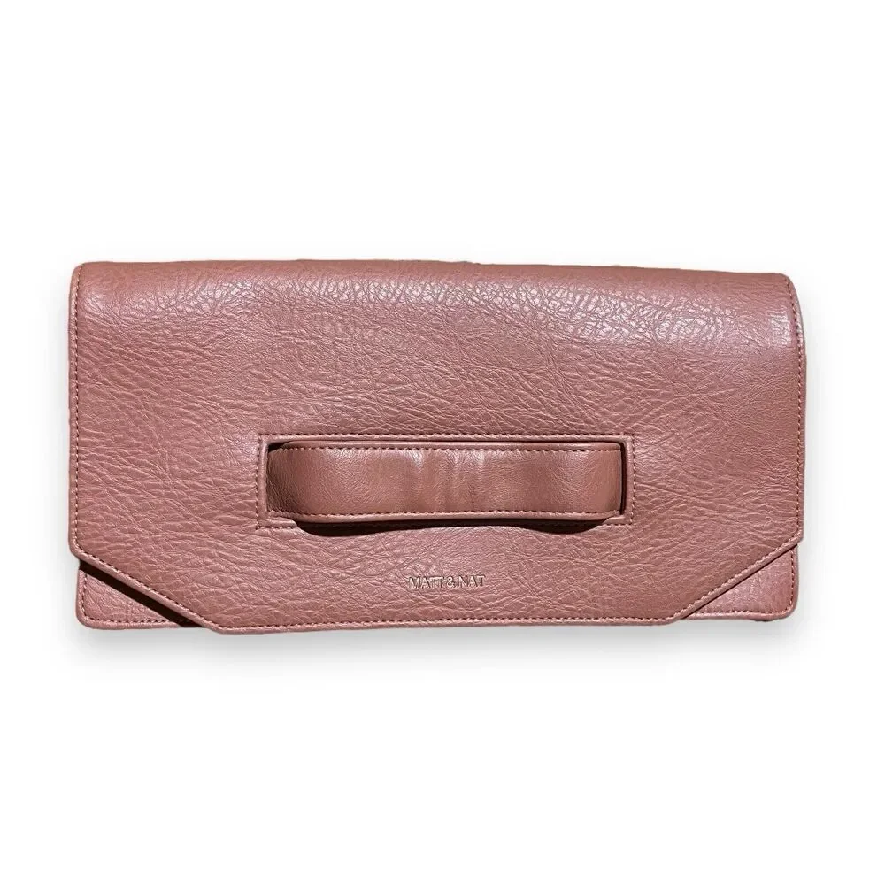 Matt and Nat Bag Women's Natural Abiko Fold Over Clutch Hand Grab‎ Pink Clay